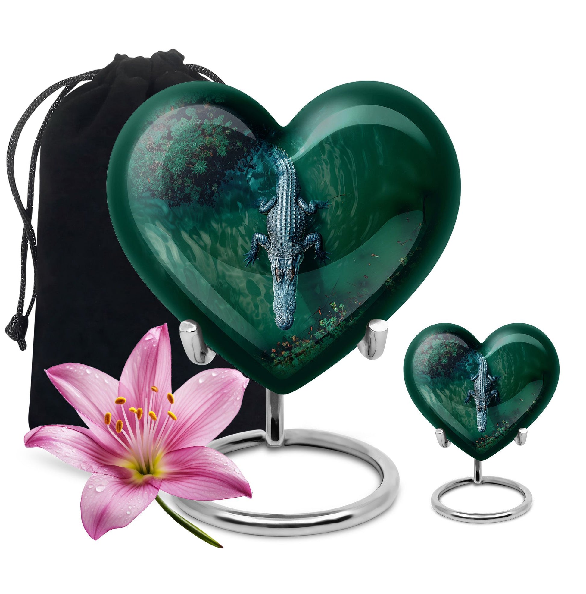 Alligator Theme Large Urn With 1 Keepsake Urn