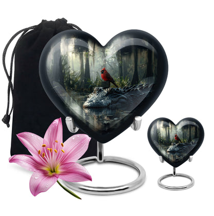 Cardinal Bird Theme Large Urn With 1 Keepsake Urn
