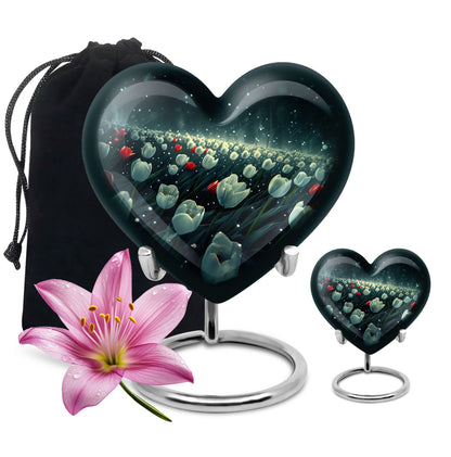 Tulip Theme Large Urn With 1 Keepsake Urn