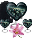 Tulip Theme Large Urn With 2 Keepsake Urn