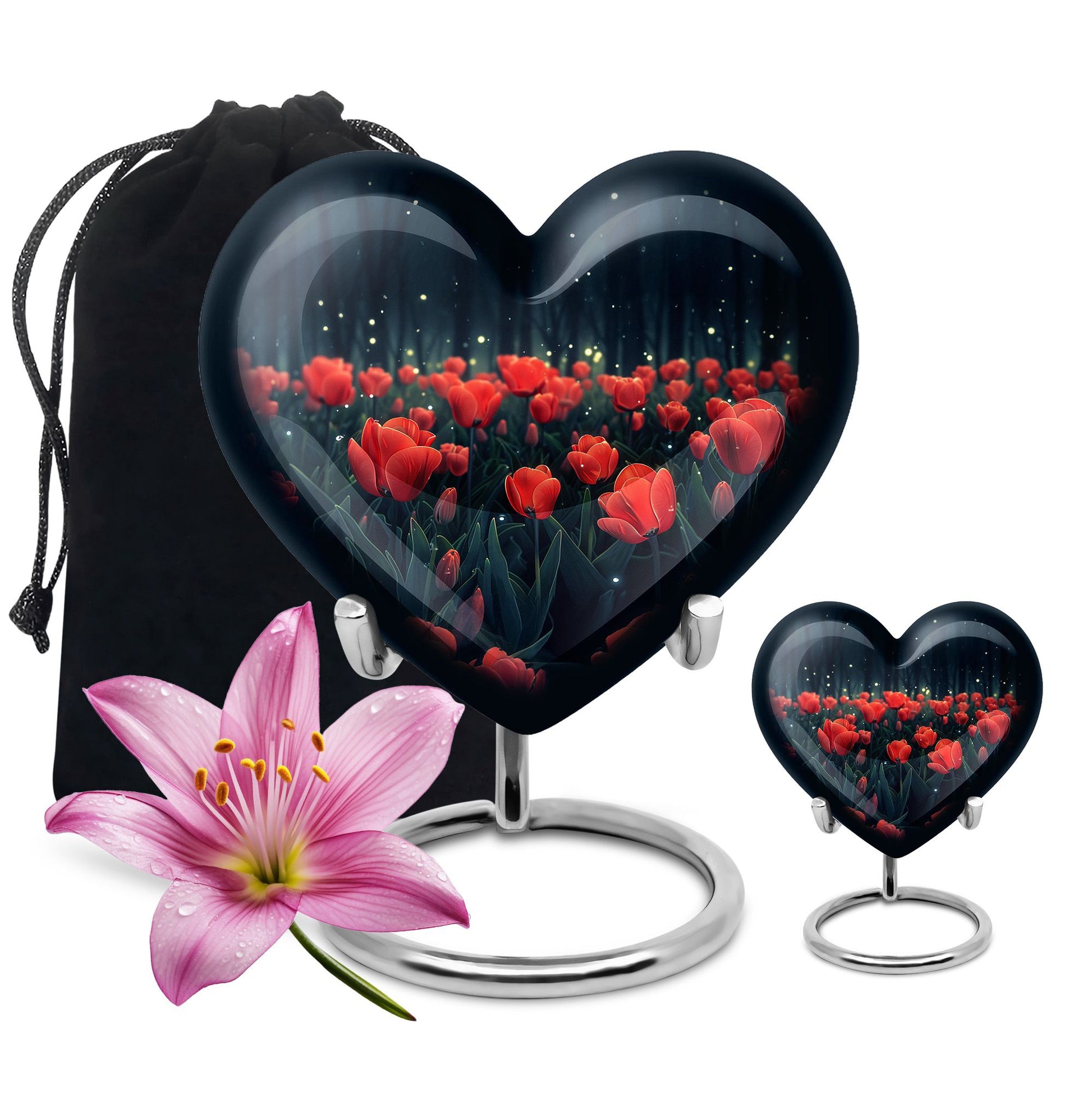 Tulip Theme Large Urn With 1 Keepsake Urn