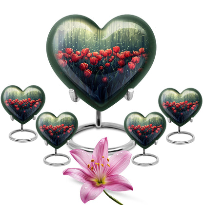 Tulip Theme Large Urn With 4 Keepsake Urn