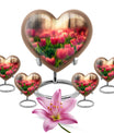 Tulip Theme Large Urn With 4 Keepsake Urn