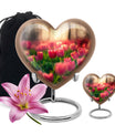 Tulip Theme Large Urn With 1 Keepsake Urn