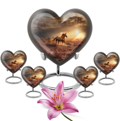 Horse Theme Large Urn With 4 Keepsake Urn