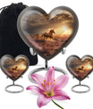Horse Theme Large Urn With 2 Keepsake Urn