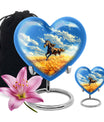 Horse Theme Large Urn With 1 Keepsake Urn
