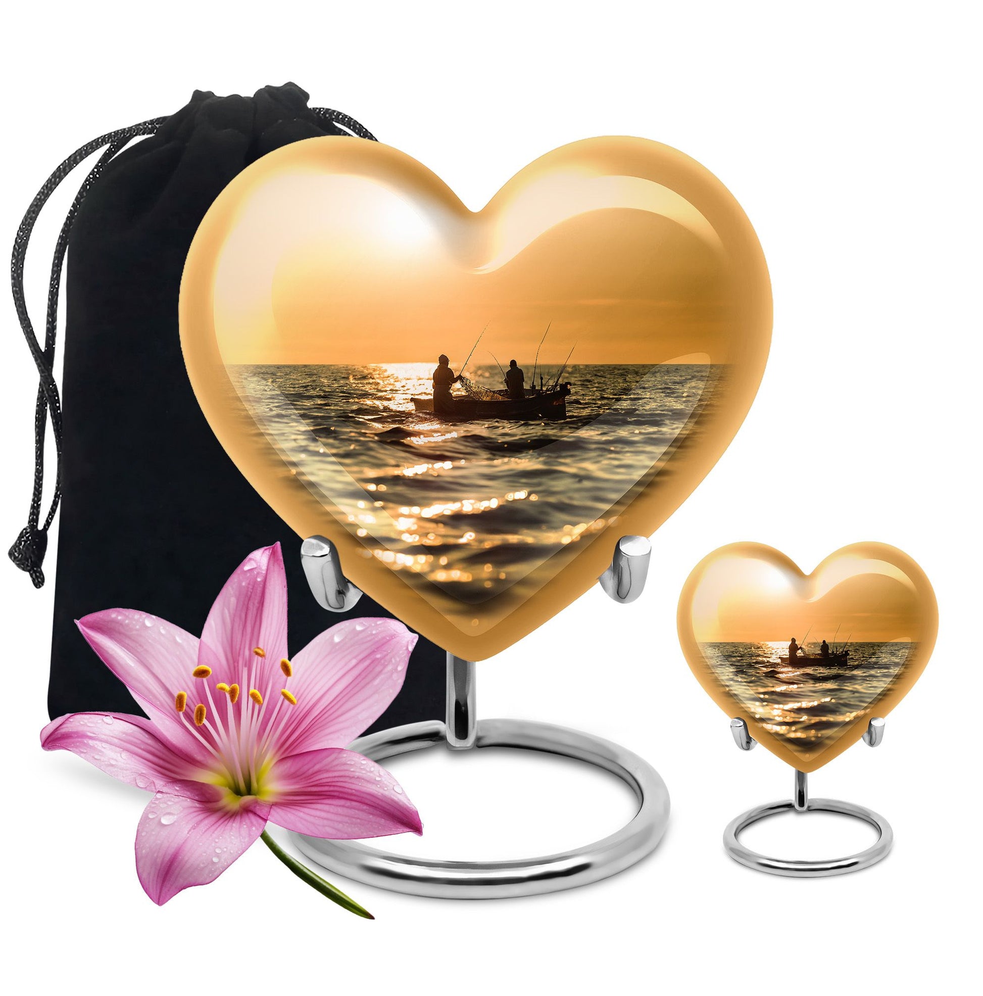 Fishing Theme Large Urn With 1 Keepsake Urn