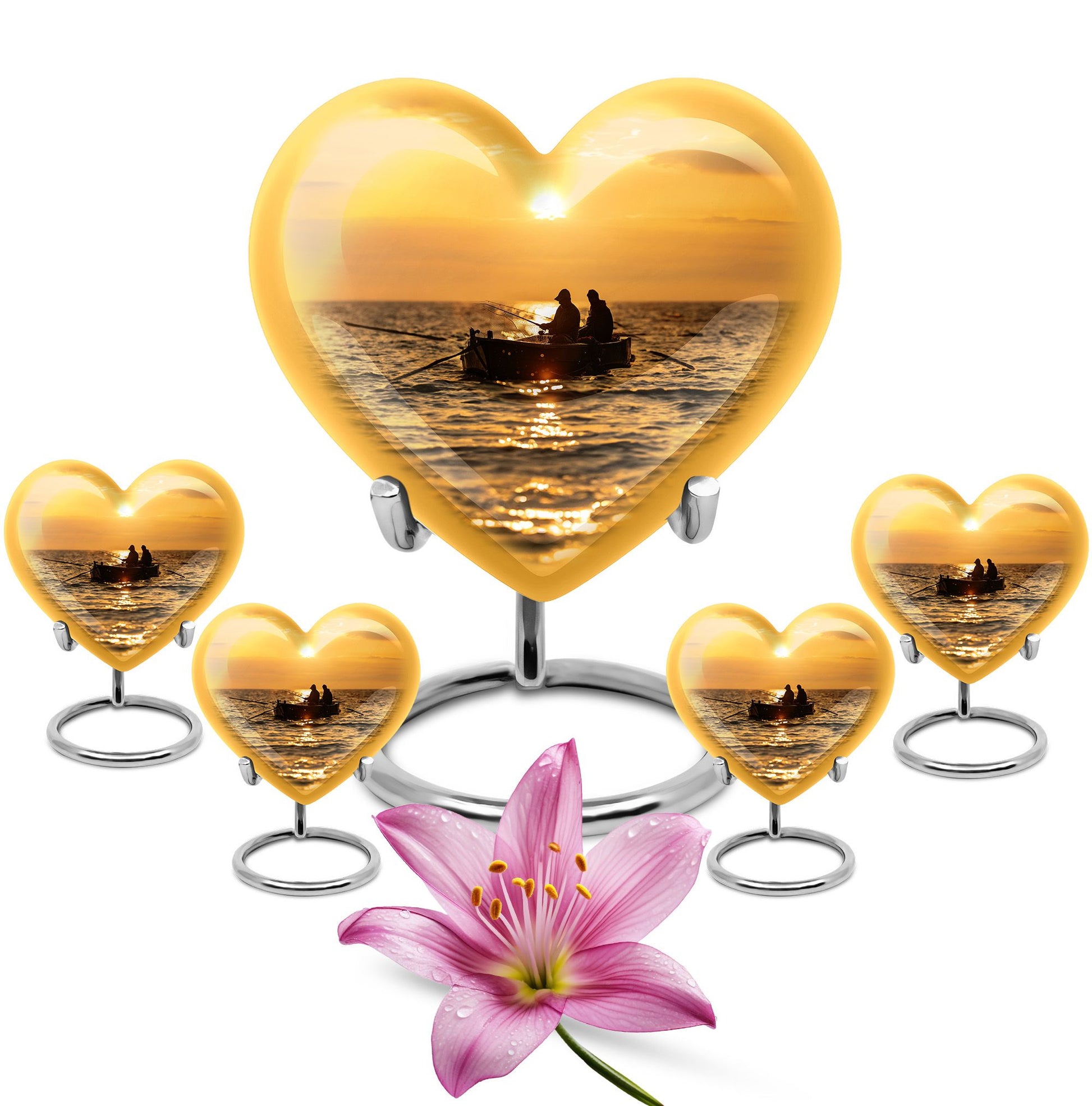 Fishing Theme Large Urn With 4 Keepsake Urn