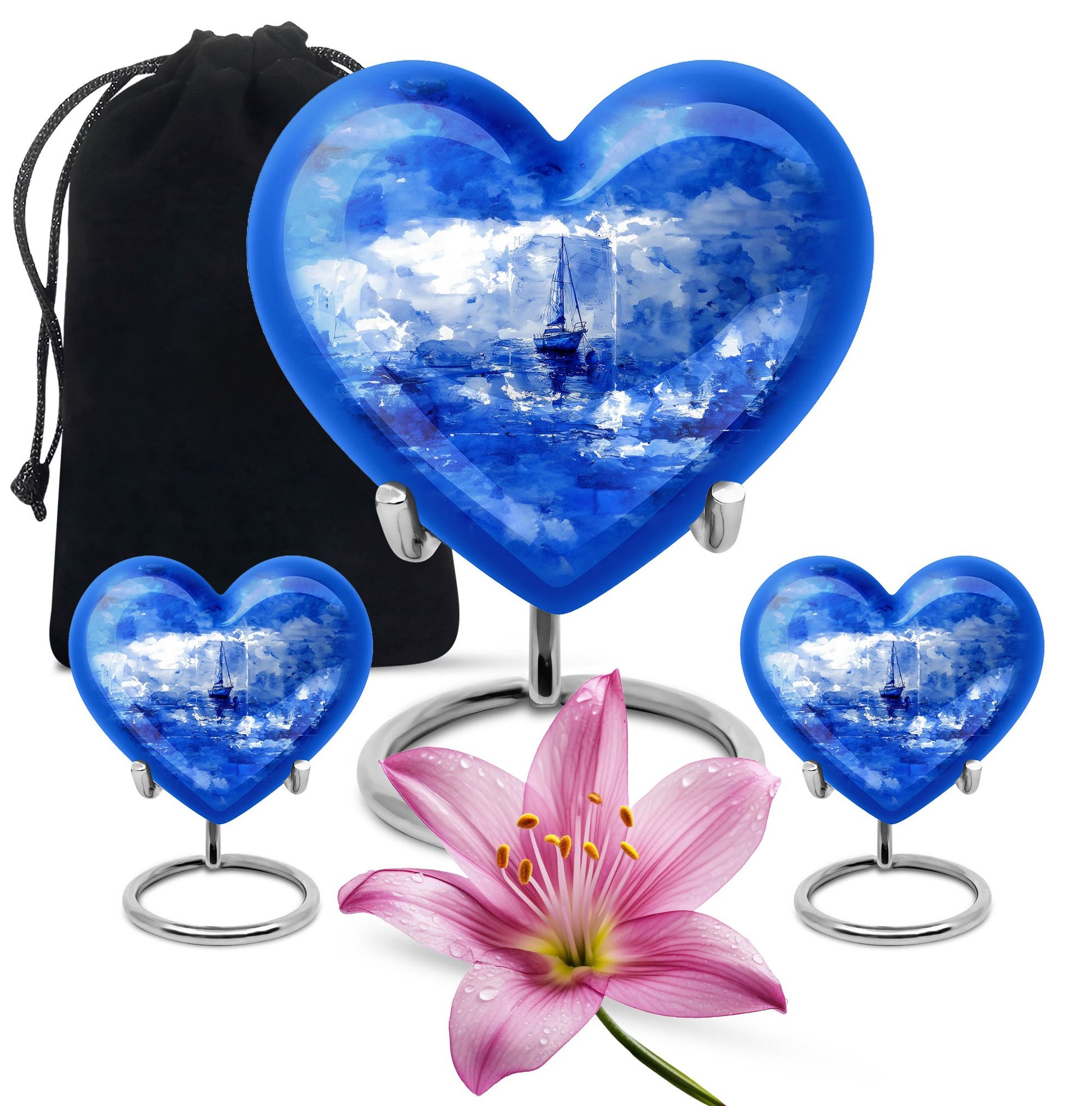 Fishing Theme Large Urn With 2 Keepsake Urn