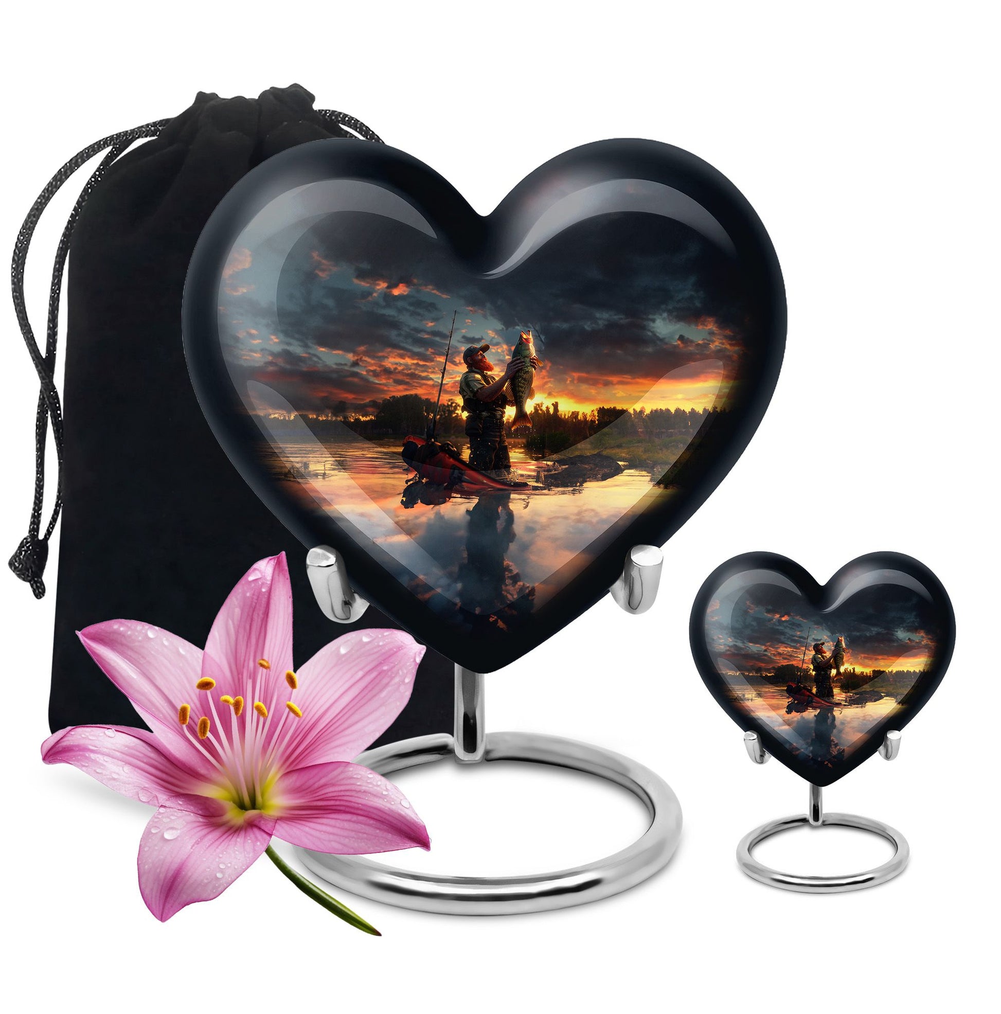 Fishing Theme Large Urn With 1 Keepsake Urn