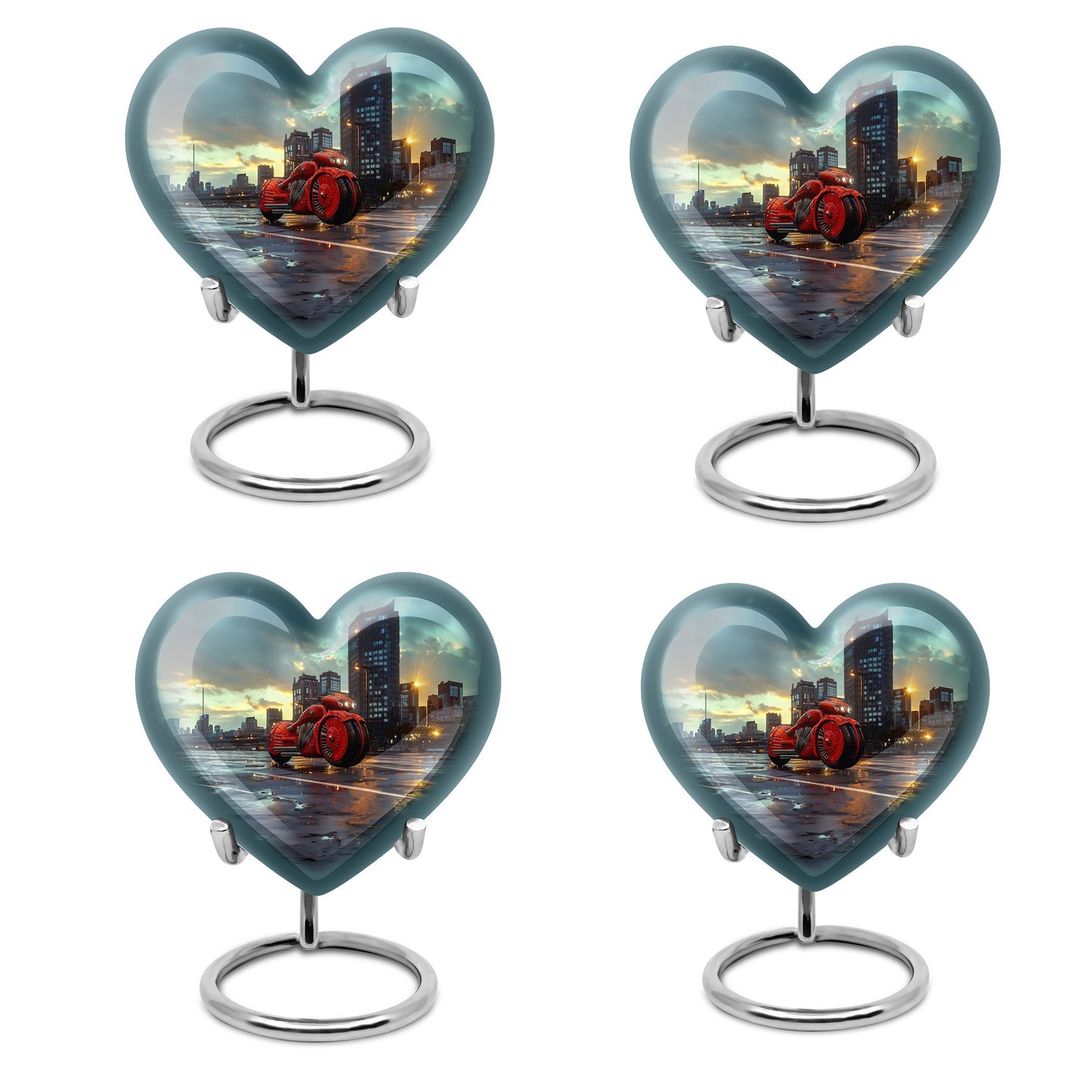 Motorcycle Theme 3 Inch Keepsake Pack of 4