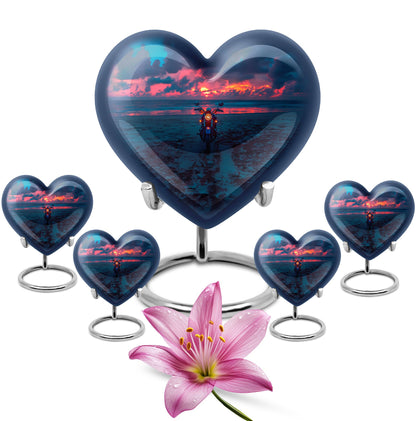 Motorcycle Theme Large Urn With 4 Keepsake Urn