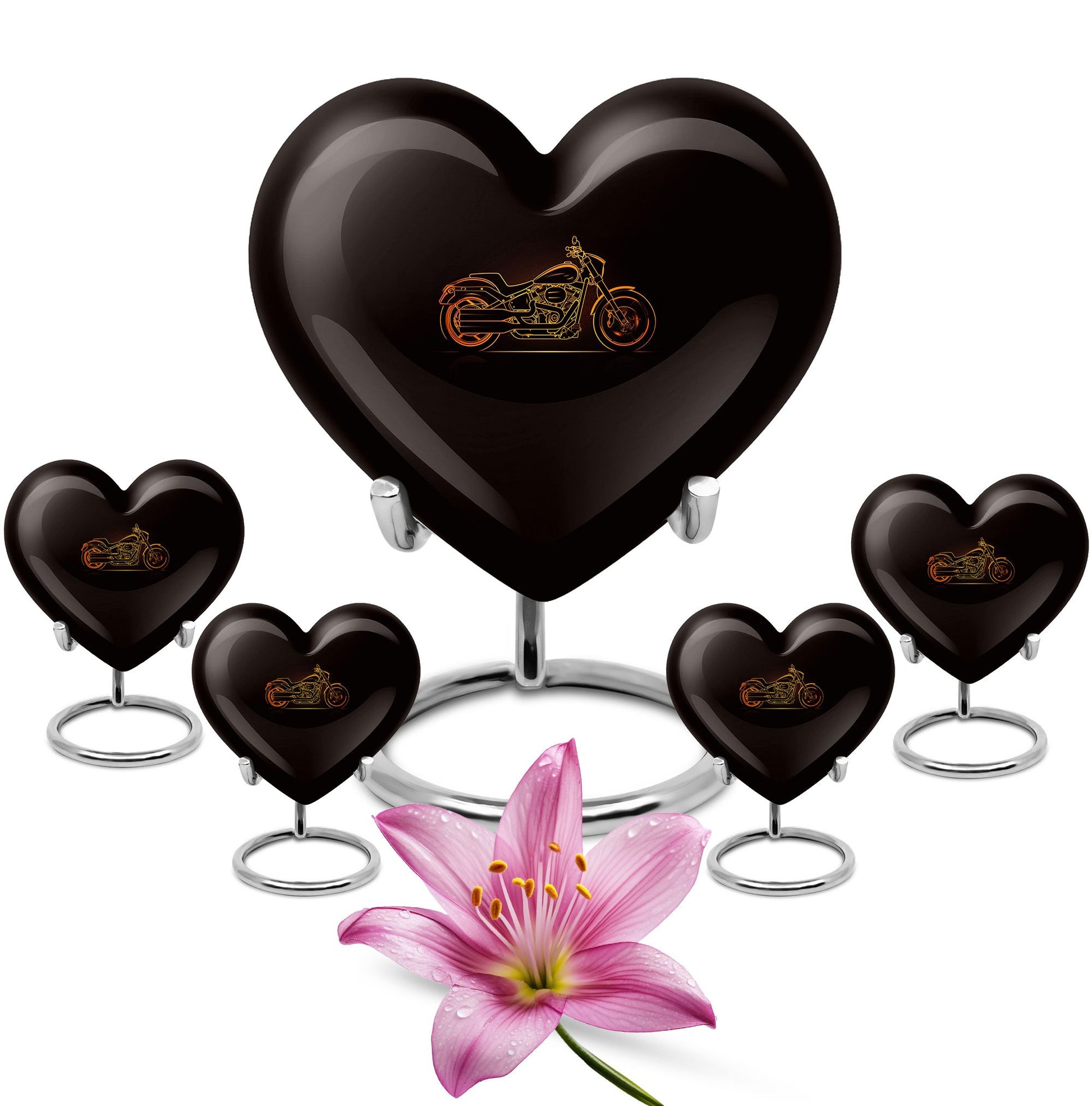 Motorcycle Theme Large Urn With 4 Keepsake Urn