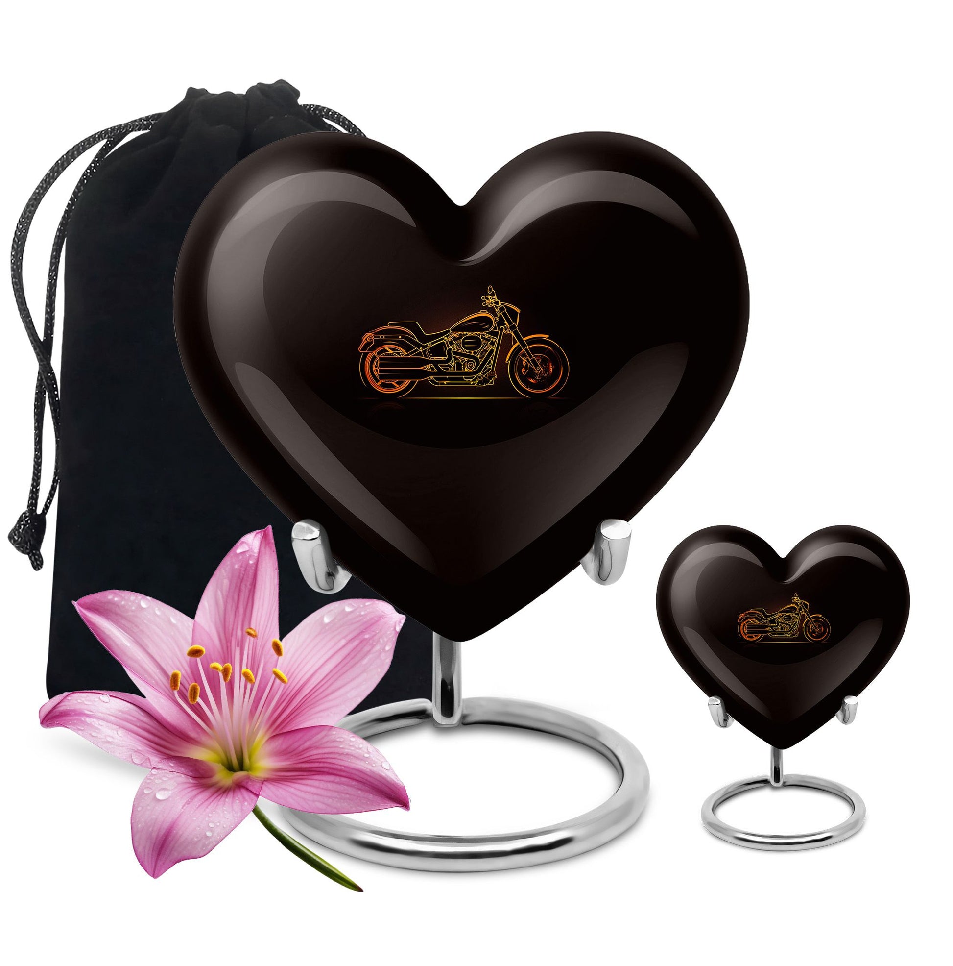 Motorcycle Theme Large Urn With 1 Keepsake Urn