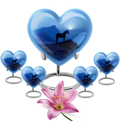 Horse Theme Large Urn With 4 Keepsake Urn