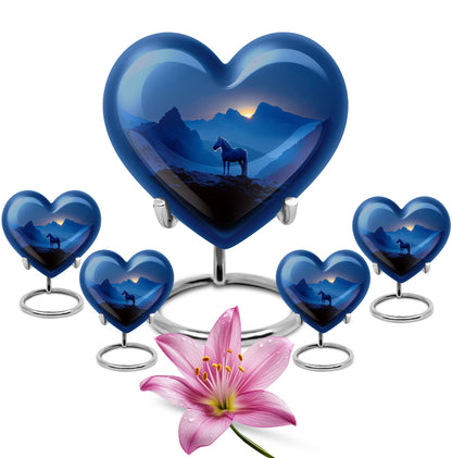 Horse Theme Large Urn With 4 Keepsake Urn