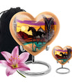 Horse Theme Large Urn With 1 Keepsake Urn