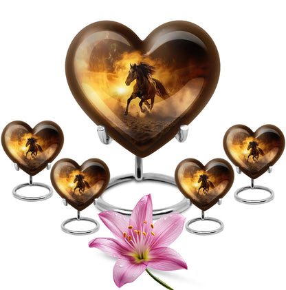Horse Theme Large Urn With 4 Keepsake Urn