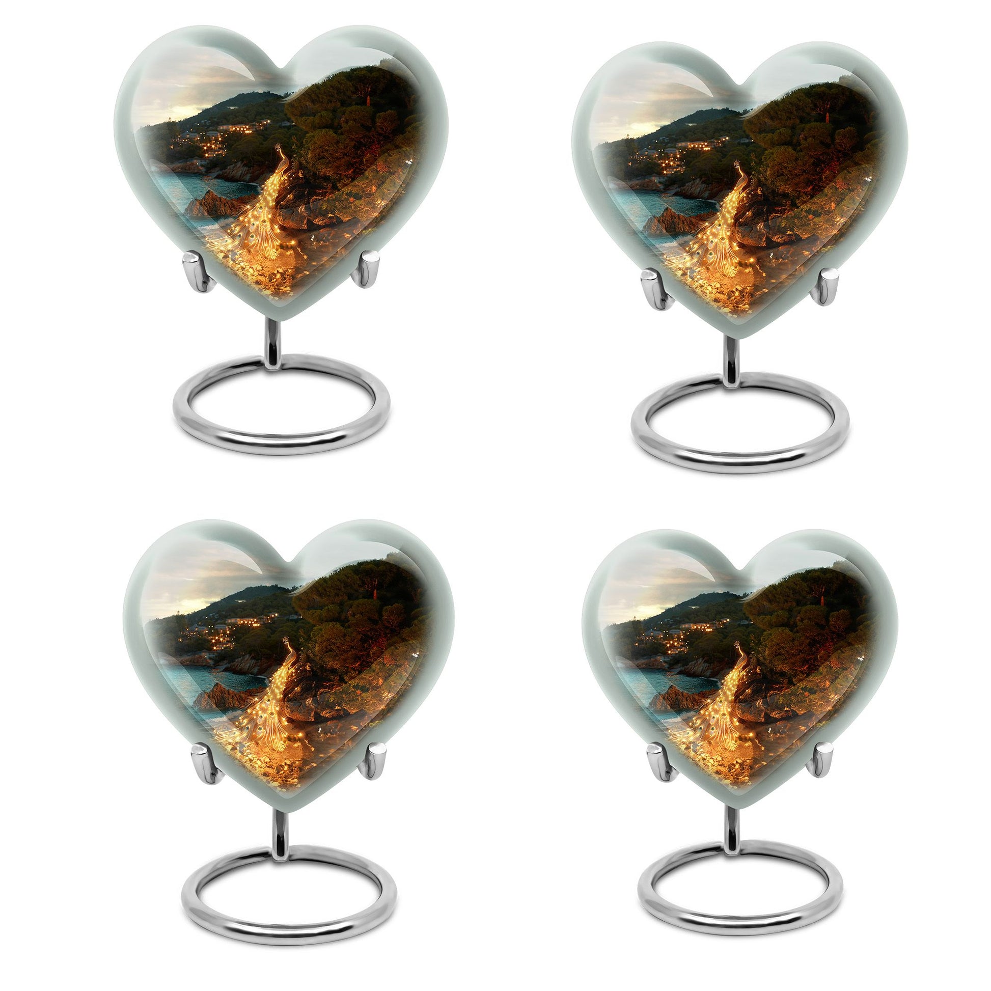 Peacock Theme 3 Inch Keepsake Pack of 4