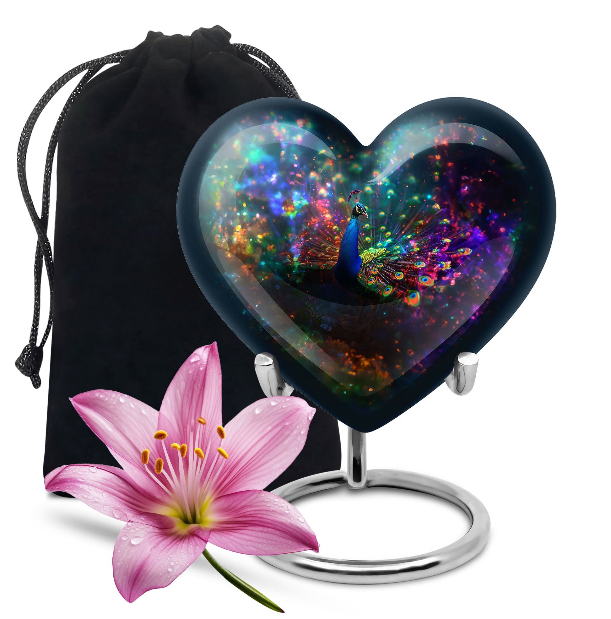 Peacock Theme Large Urn 10 Inch