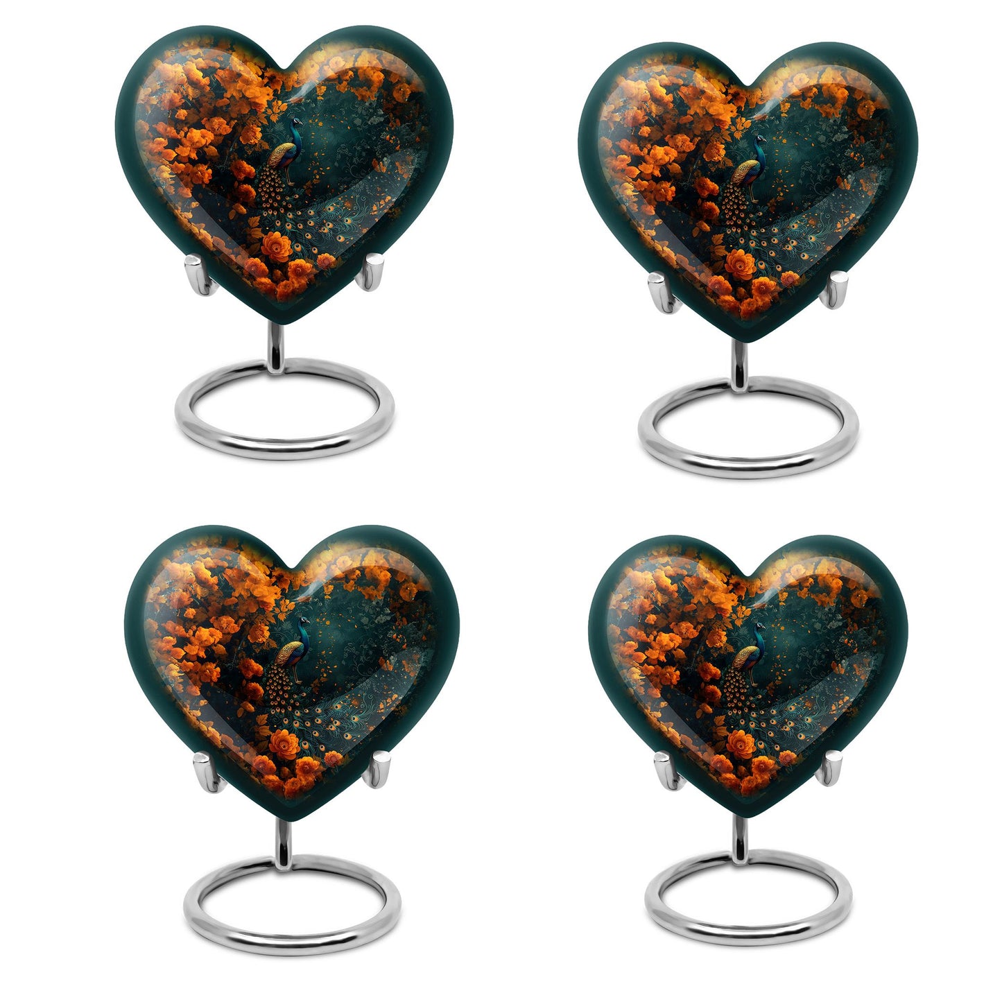 Peacock Theme 3 Inch Keepsake Pack of 4