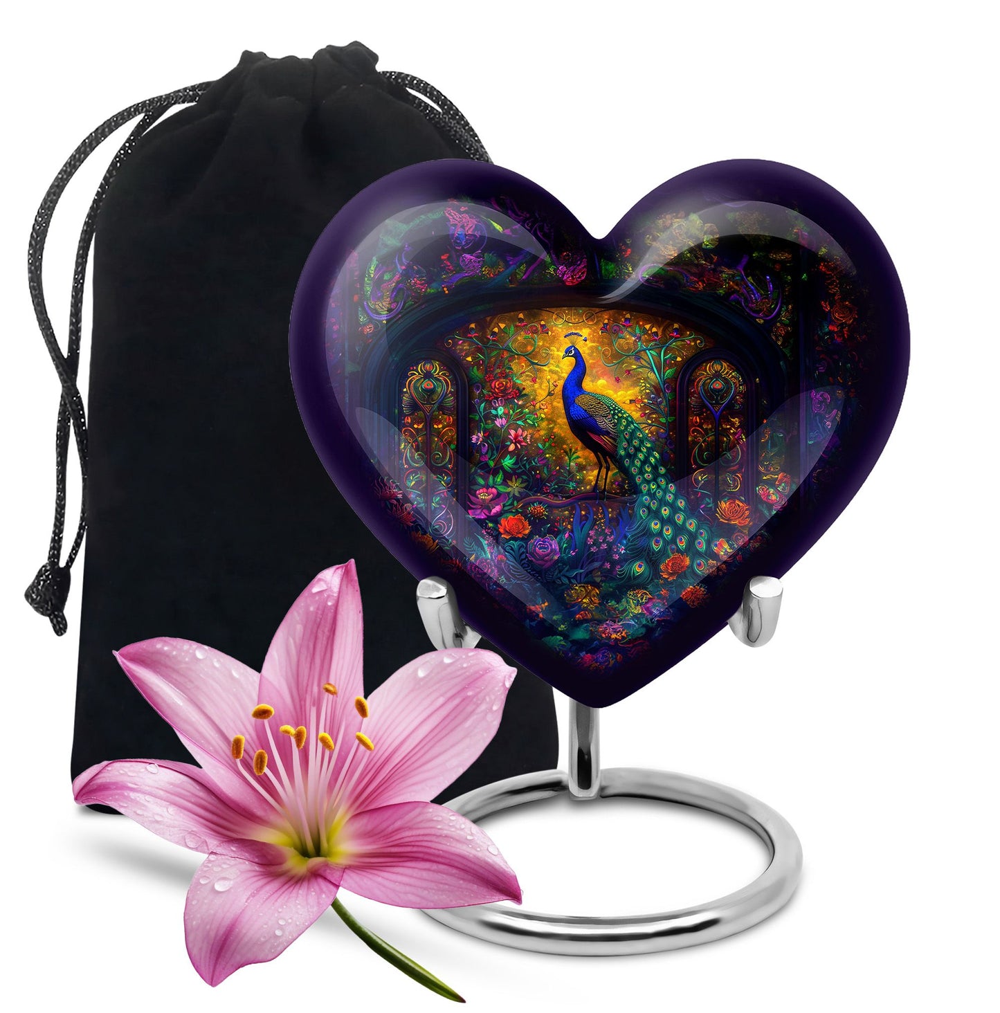 Peacock Theme Large Urn 10 Inch