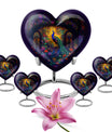 Peacock Theme Large Urn With 4 Keepsake Urn