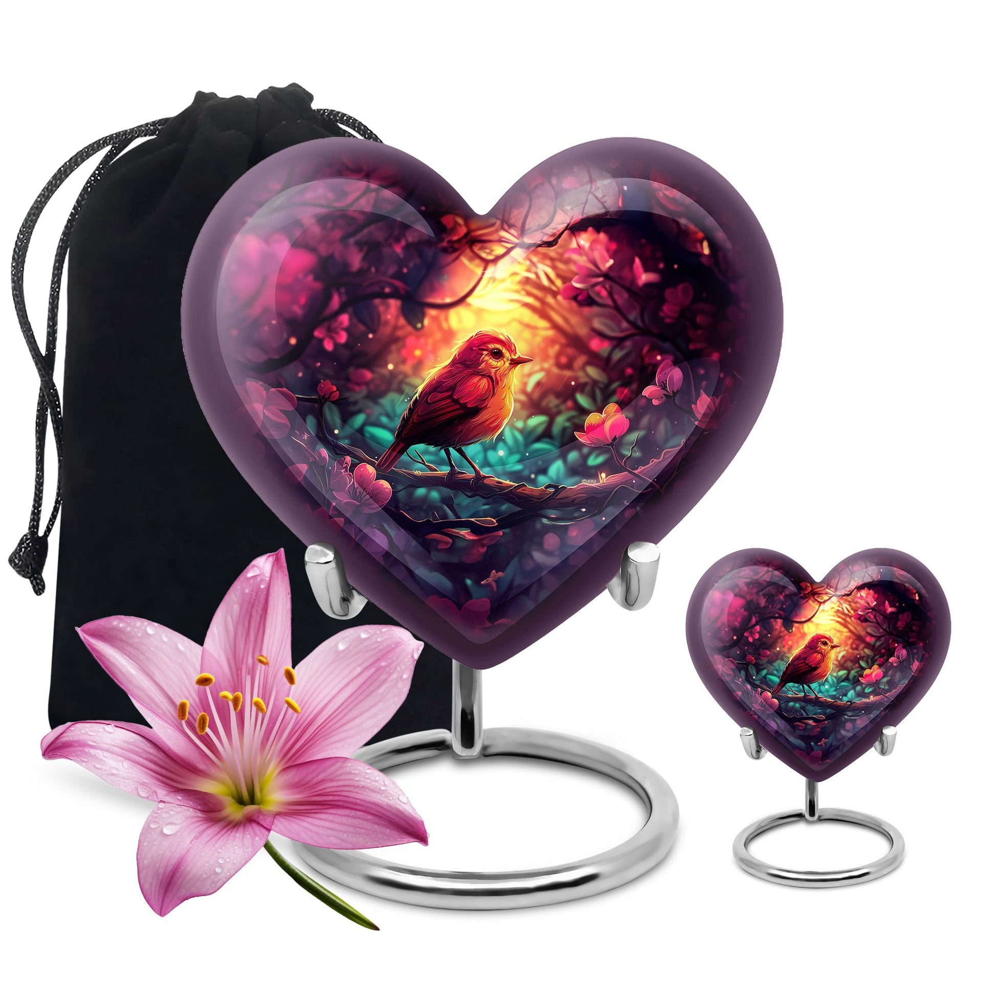 Sparrow Theme Large Urn With 1 Keepsake Urn