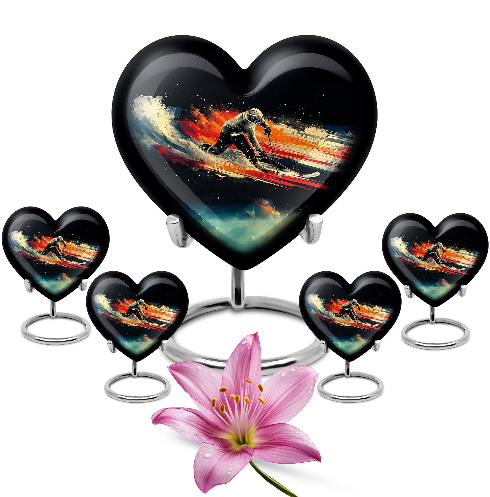 Ice Hockey Theme Large Urn With 4 Keepsake Urn