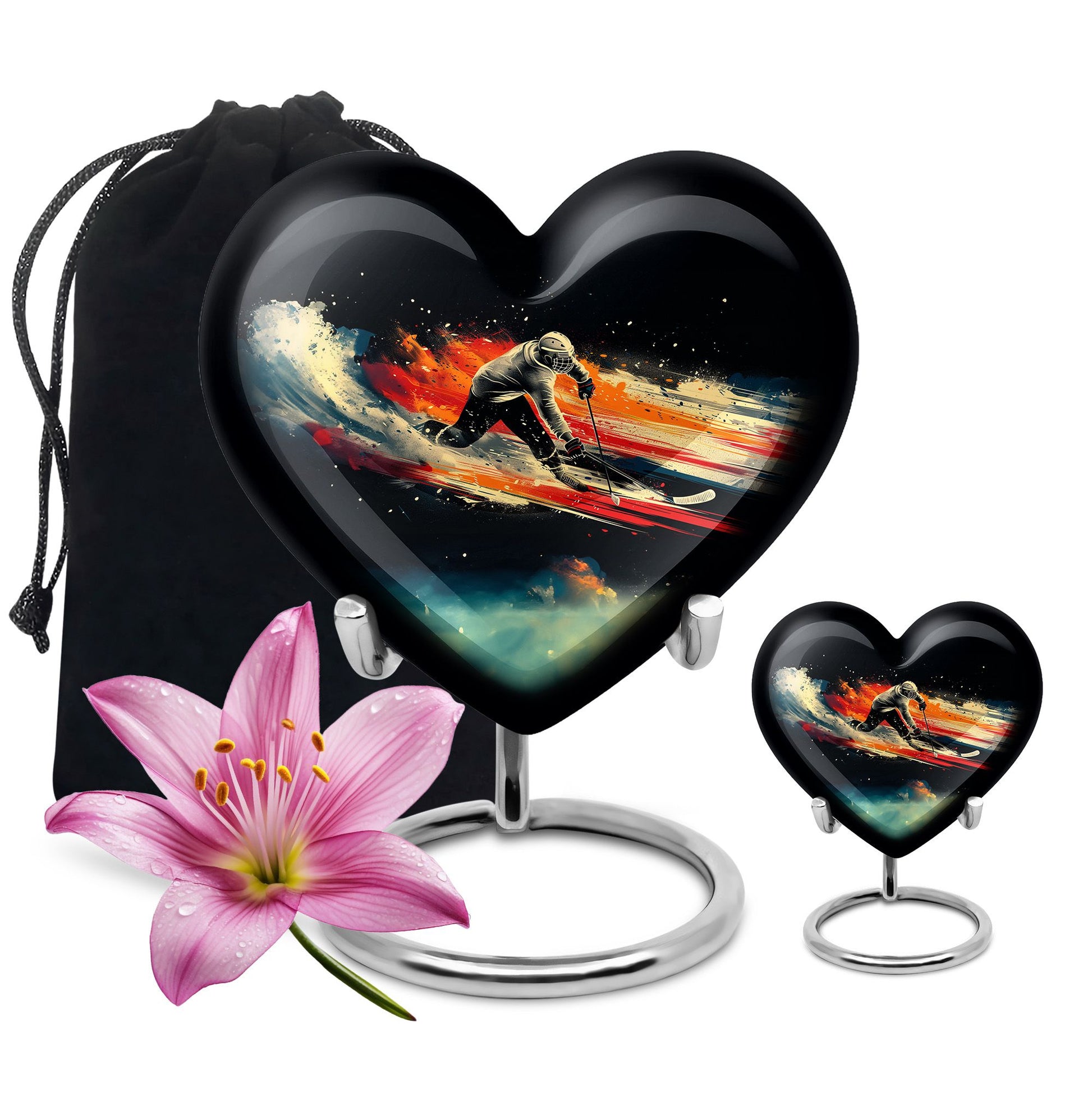 Ice Hockey Theme Large Urn With 1 Keepsake Urn