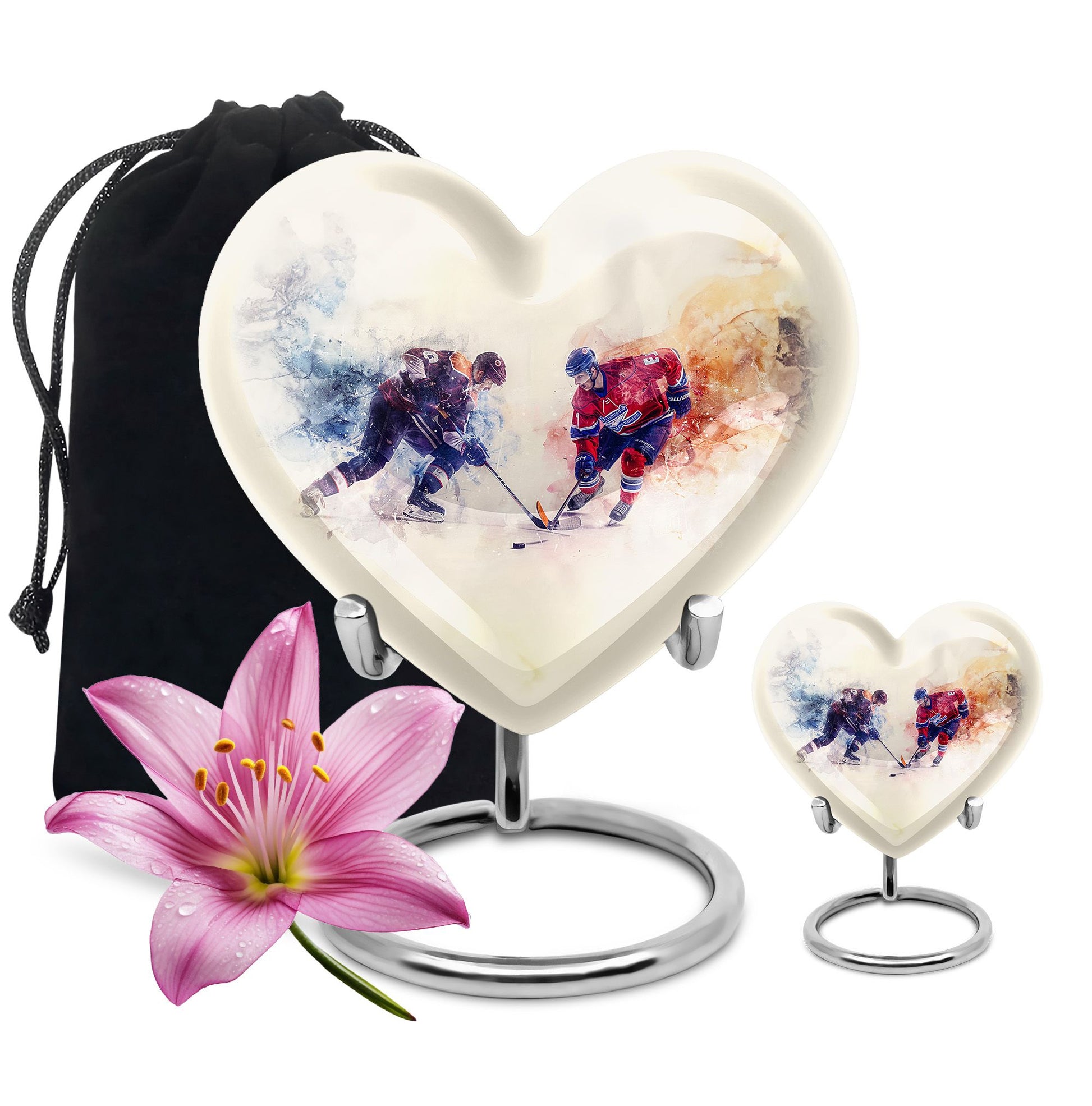 Ice Hockey Theme Large Urn With 1 Keepsake Urn