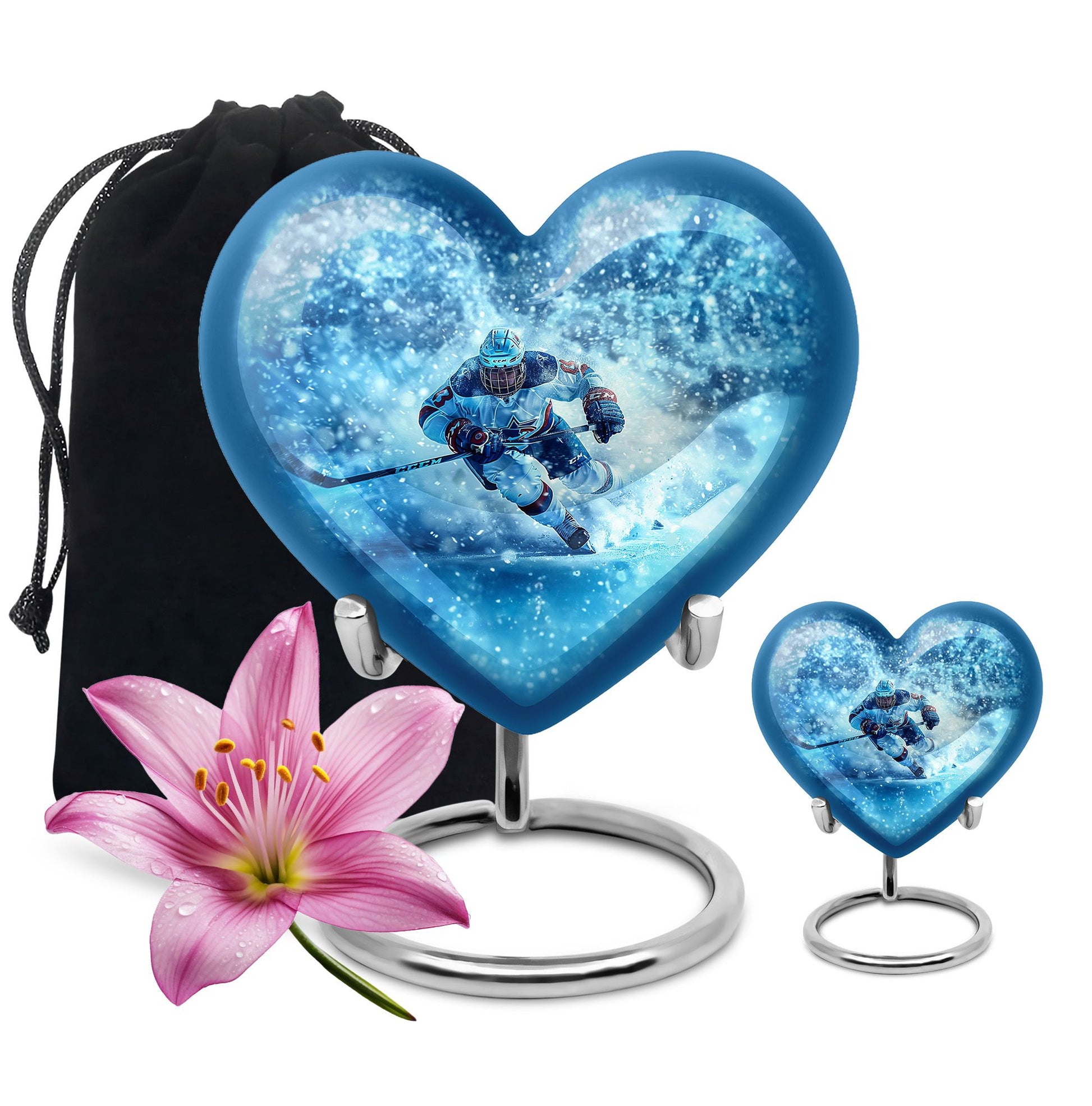 Ice Hockey Theme Large Urn With 1 Keepsake Urn