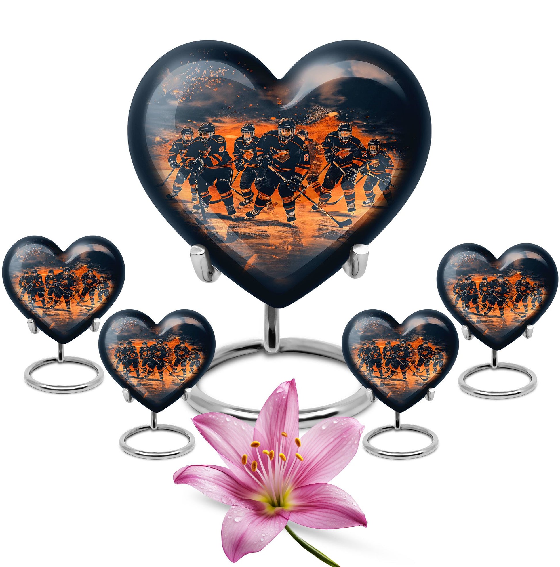 Ice Hockey Theme Large Urn With 4 Keepsake Urn