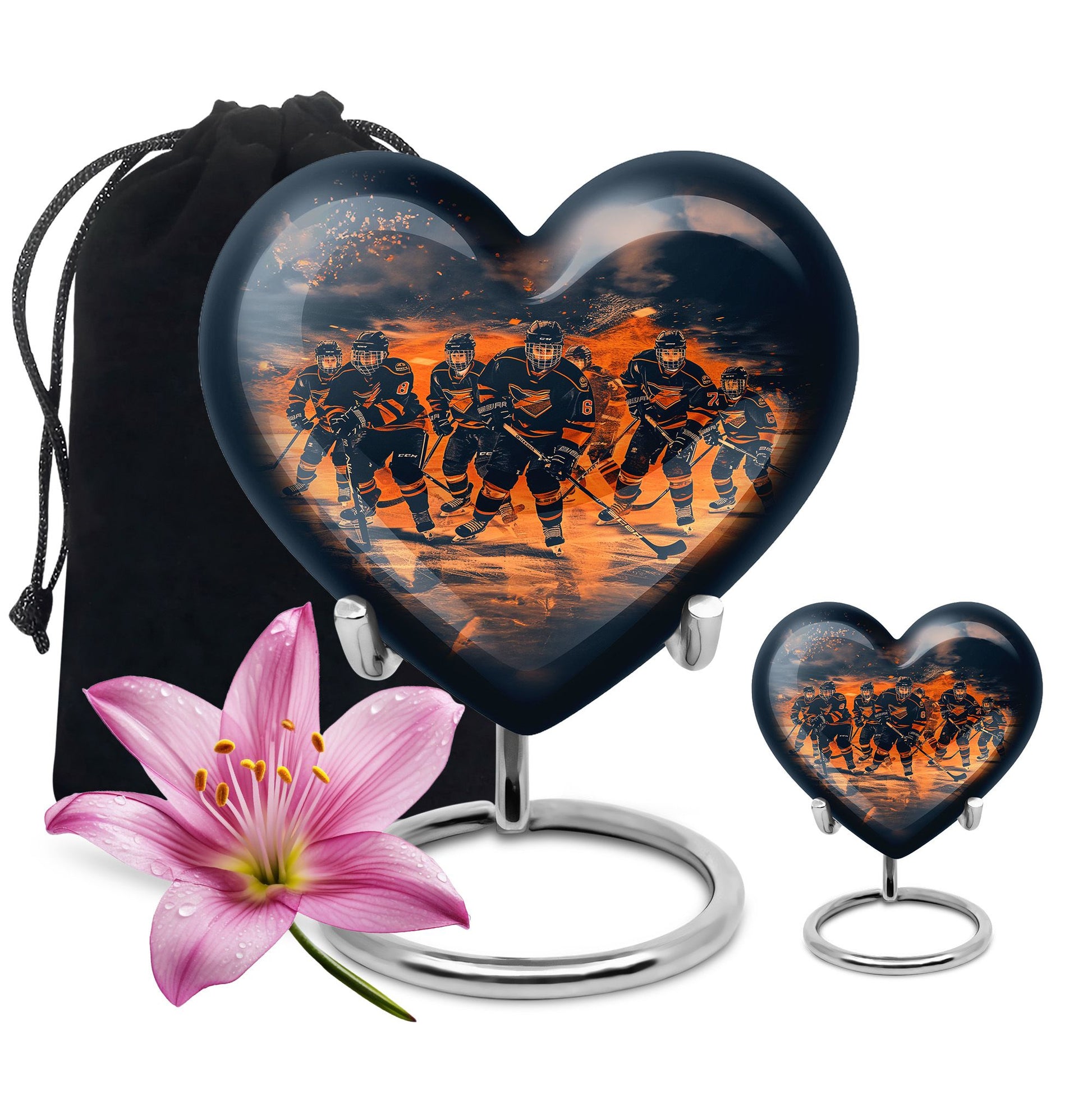 Ice Hockey Theme Large Urn With 1 Keepsake Urn