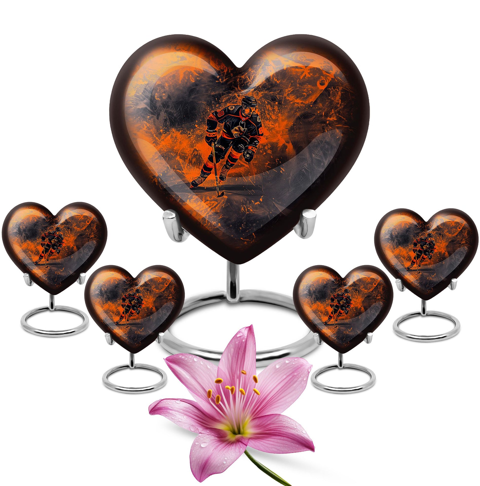 Ice Hockey Theme Large Urn With 4 Keepsake Urn