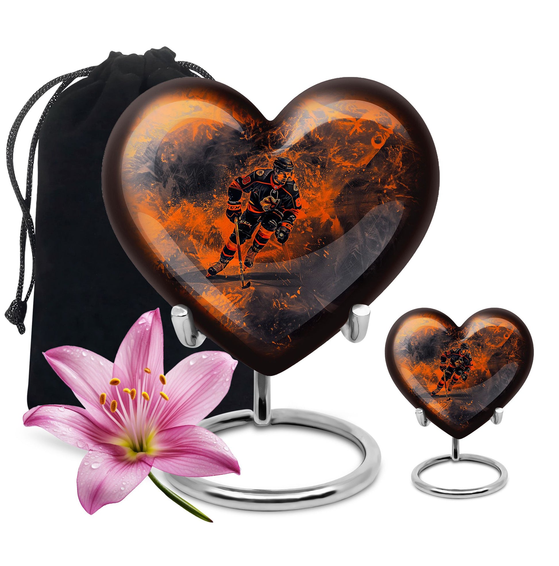 Ice Hockey Theme Large Urn With 1 Keepsake Urn