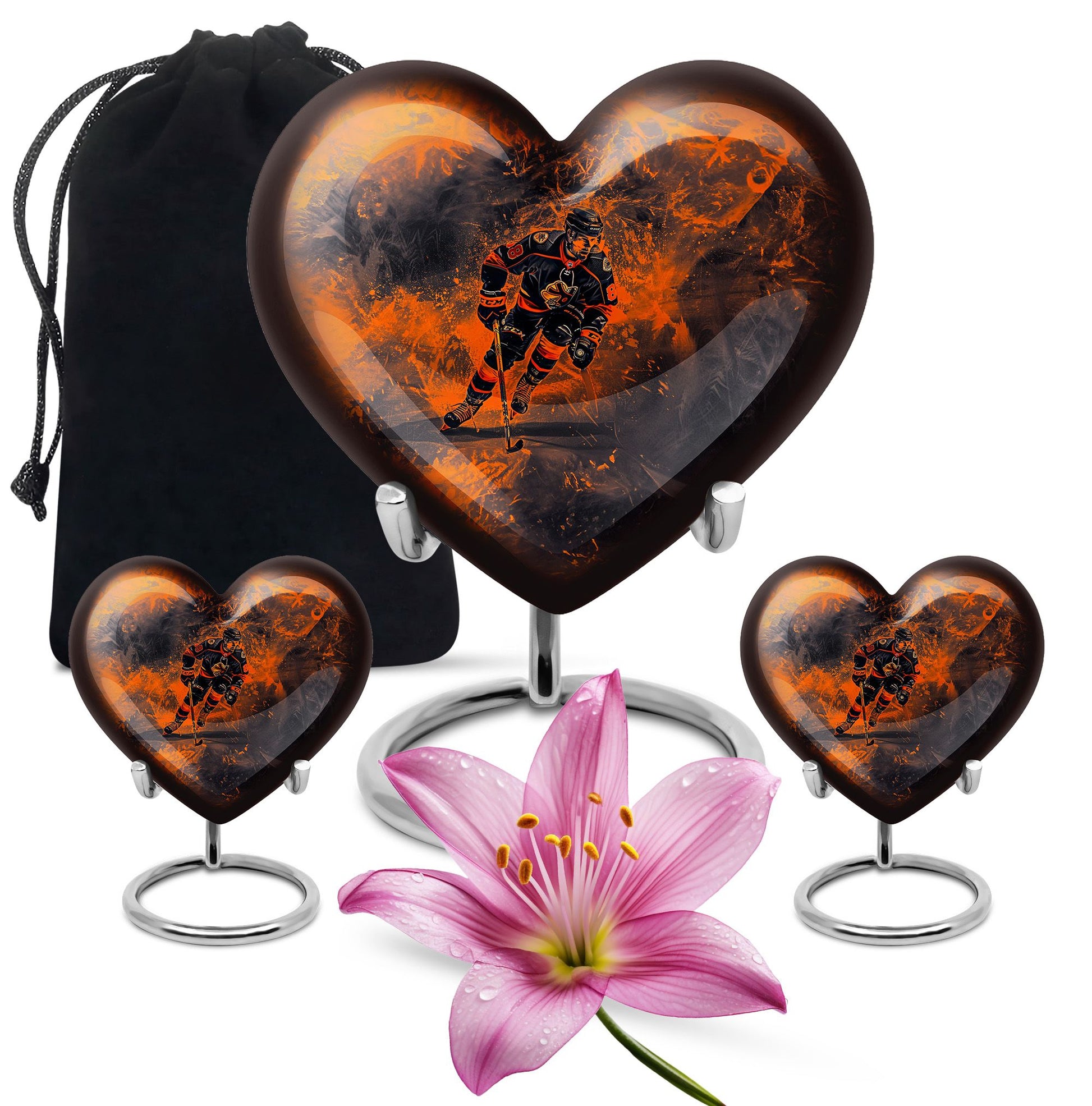 Ice Hockey Theme Large Urn With 2 Keepsake Urn