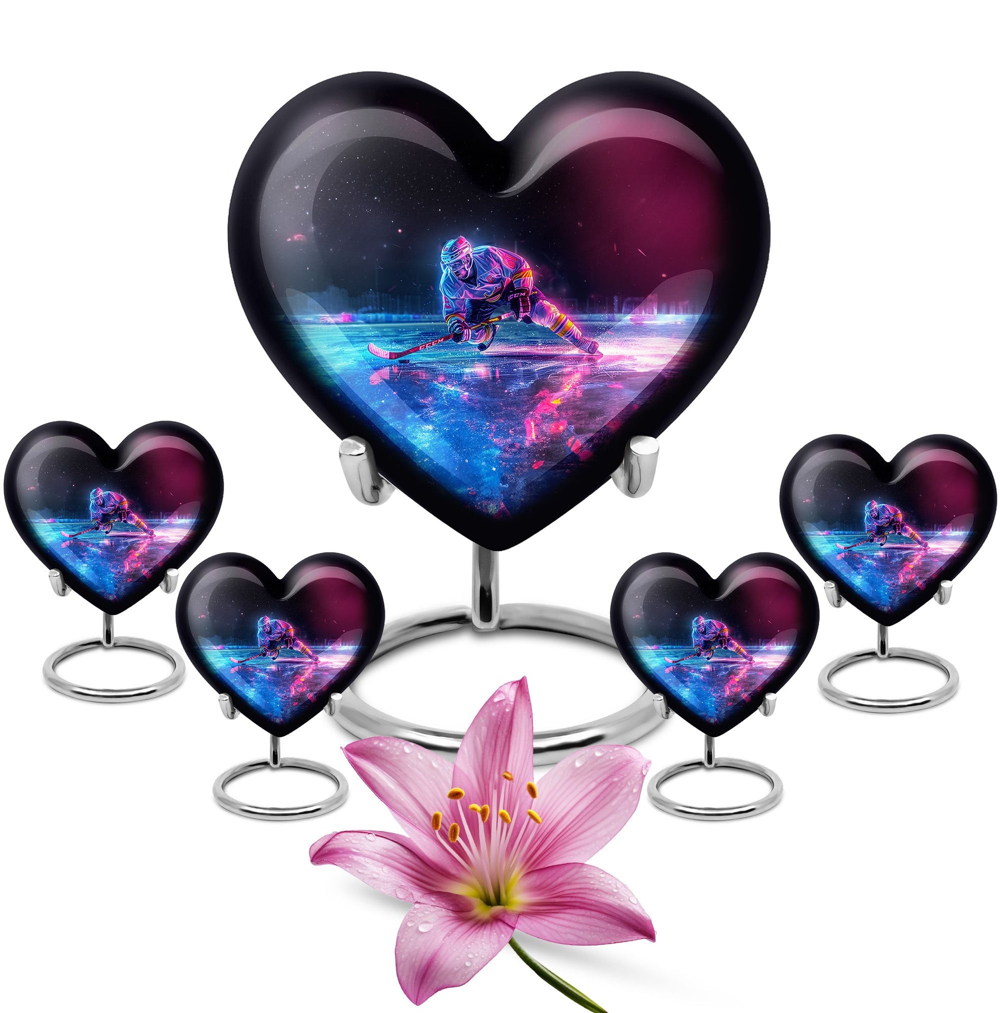 Ice Hockey Theme Large Urn With 4 Keepsake Urn