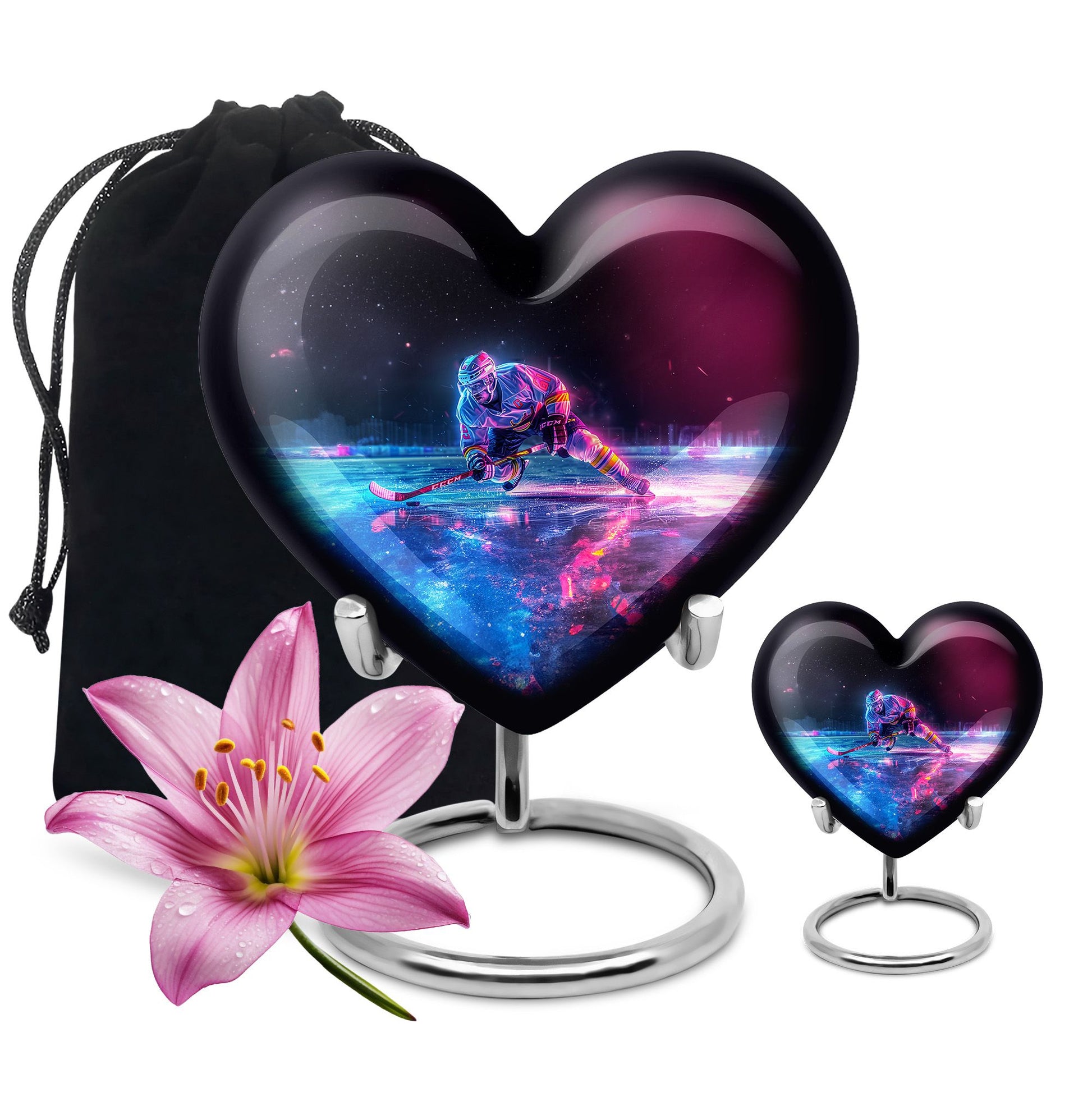 Ice Hockey Theme Large Urn With 1 Keepsake Urn