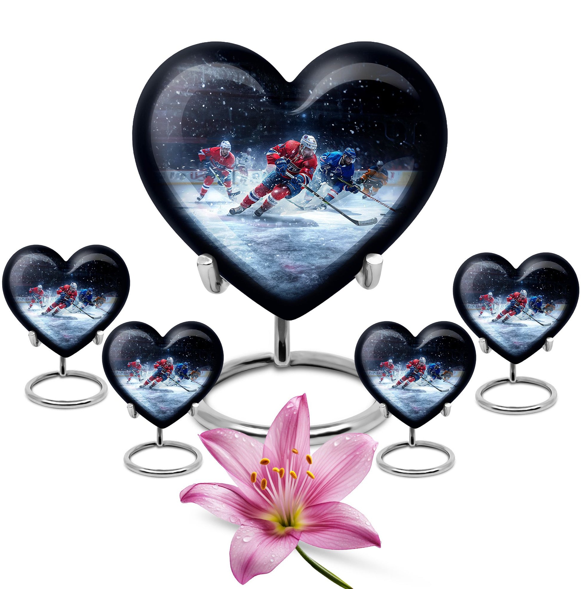 Ice Hockey Theme Large Urn With 4 Keepsake Urn