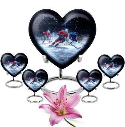 Ice Hockey Theme Large Urn With 4 Keepsake Urn