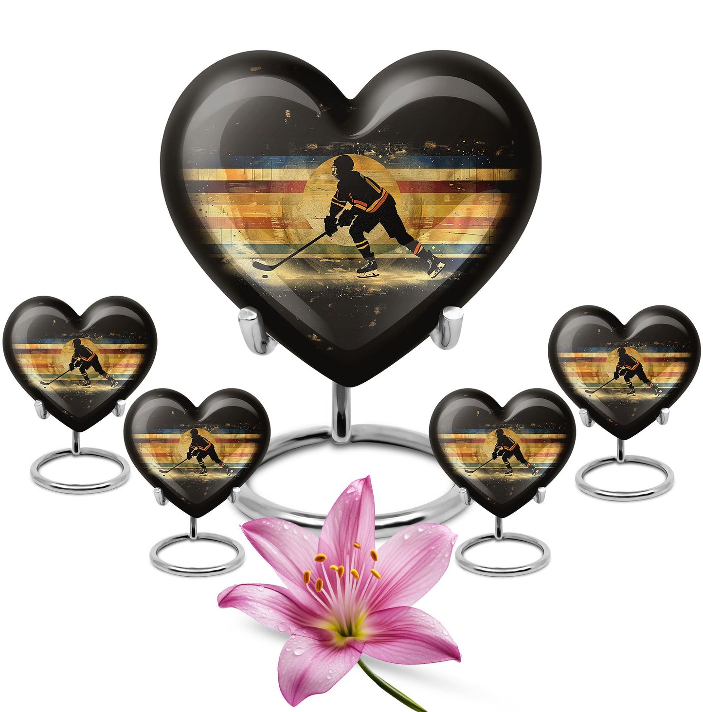 Ice Hockey Theme Large Urn With 4 Keepsake Urn
