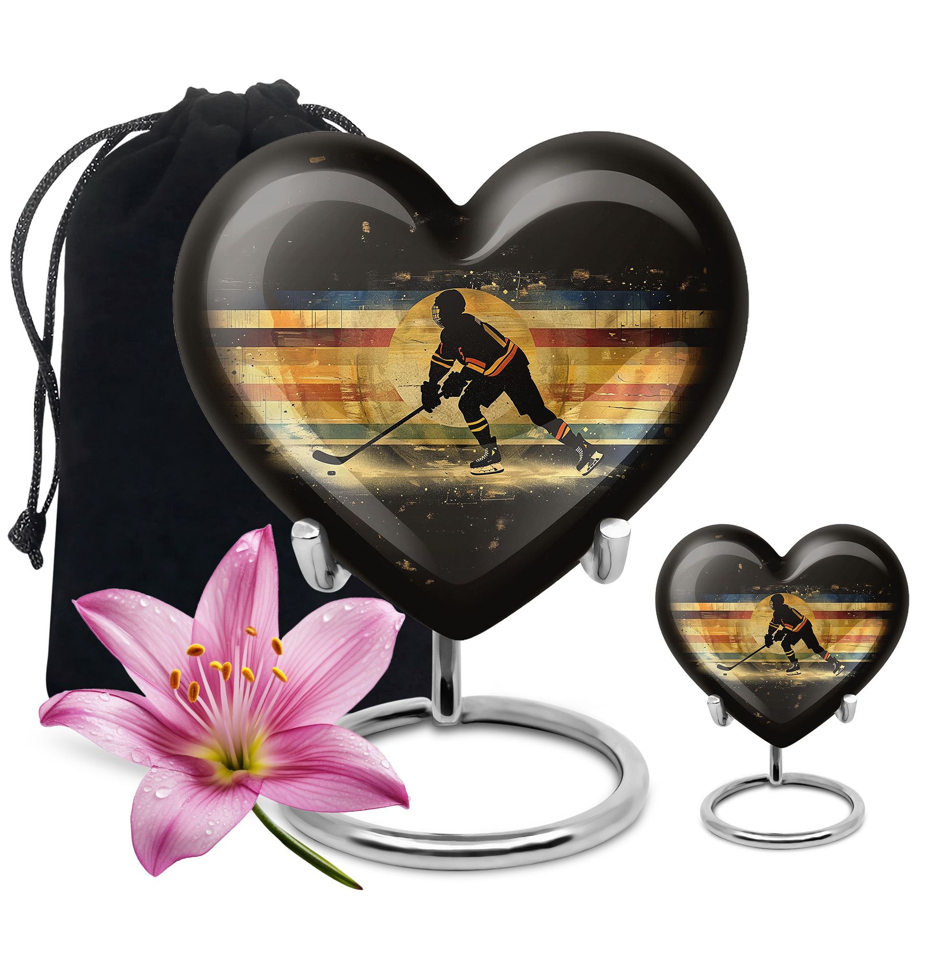 Ice Hockey Theme Large Urn With 1 Keepsake Urn