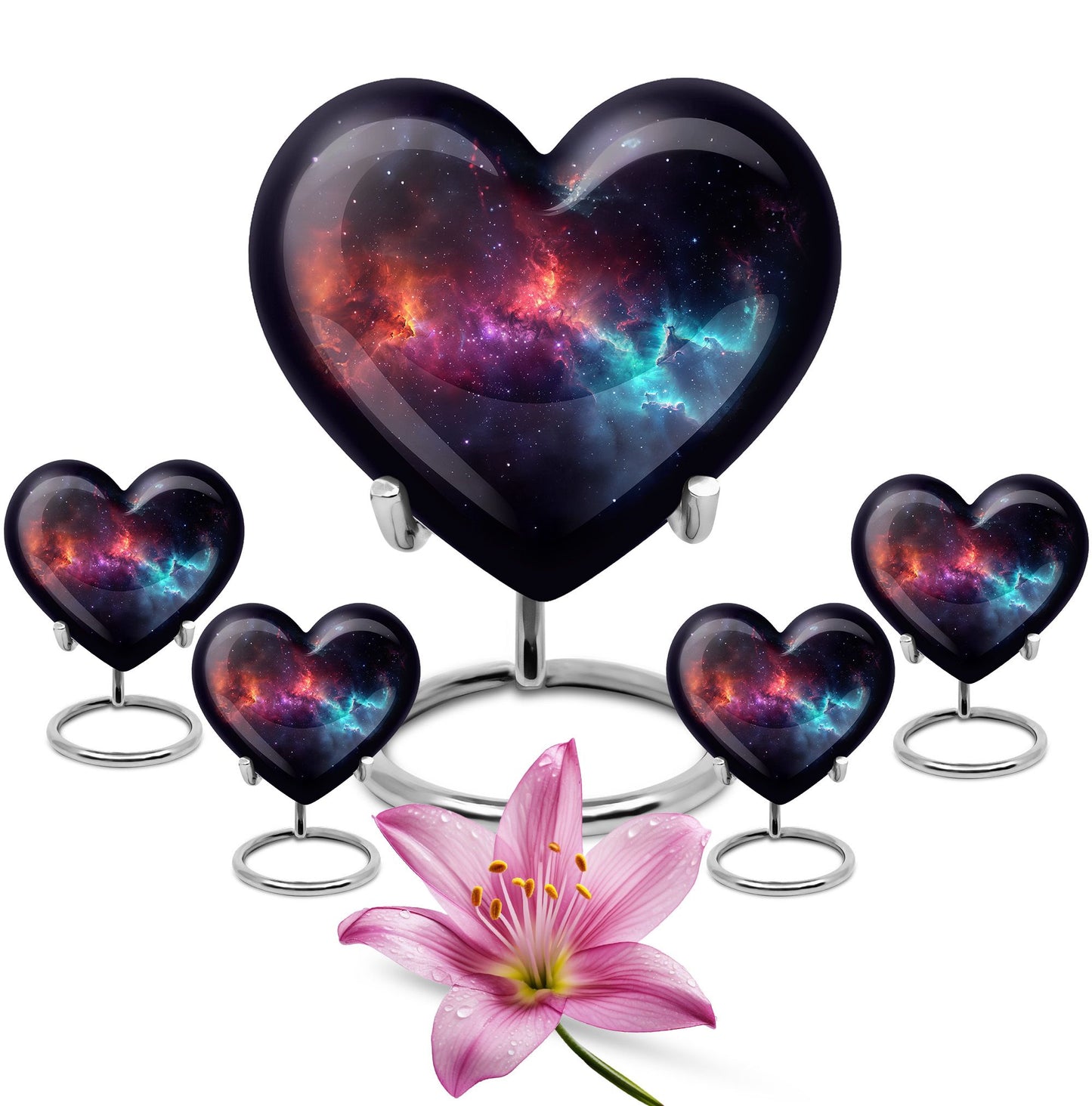 Nebula Galaxy Theme Large Urn With 4 Keepsake Urn