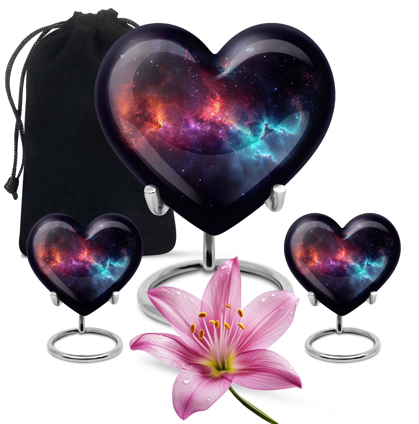 Nebula Galaxy Theme Large Urn With 2 Keepsake Urn