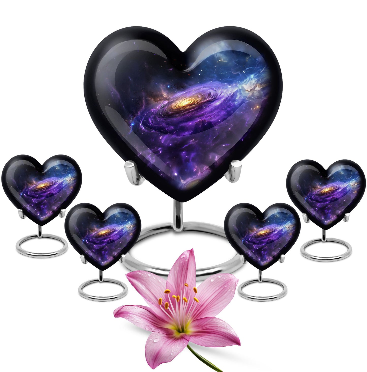 Nebula Galaxy Theme Large Urn With 4 Keepsake Urn