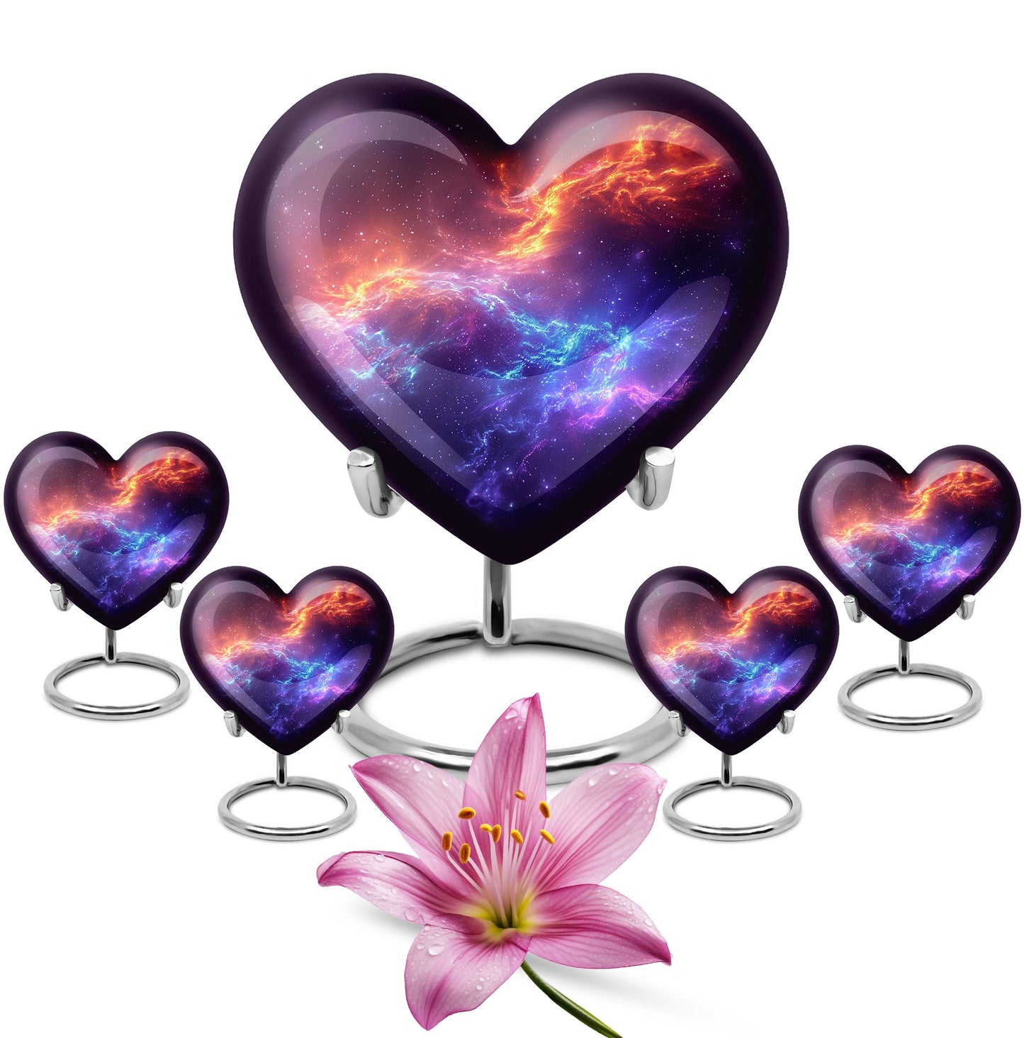 Nebula Galaxy Theme Large Urn With 4 Keepsake Urn