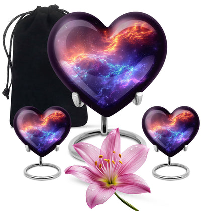 Nebula Galaxy Theme Large Urn With 2 Keepsake Urn