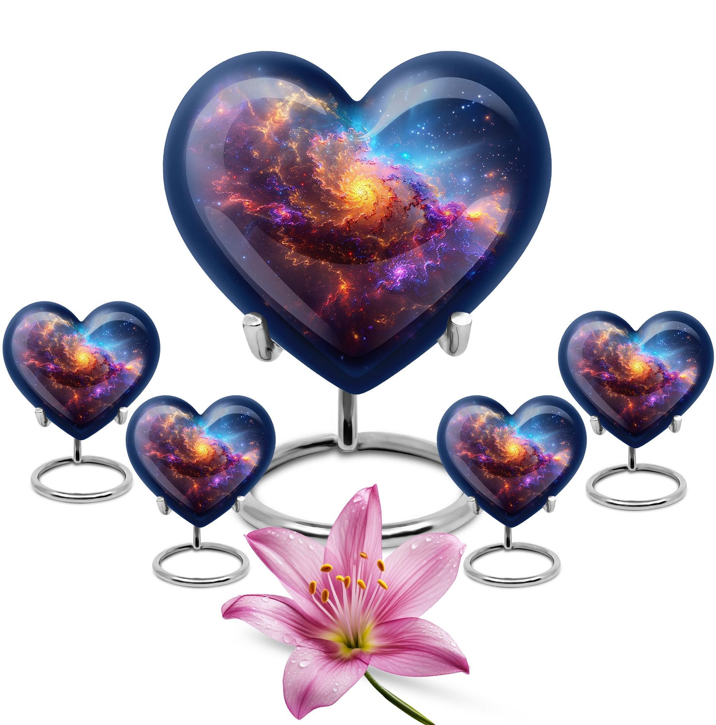 Nebula Galaxy Theme Large Urn With 4 Keepsake Urn